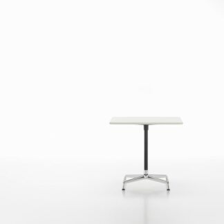 Vitra Table Eames Contract carré – Revêtement mélamine blanc direct – Stabilisateur chromé, colonne revêtu par poudrage noir basic