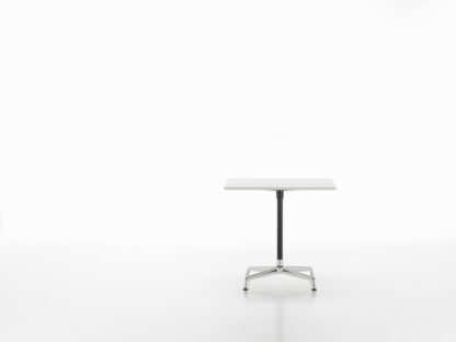 Vitra Table Eames Contract carré – Revêtement mélamine blanc direct – Stabilisateur et colonne avec revêtement en poudre noir foncé (convient pour l’utilisation à l’extérieur)