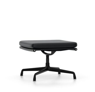 Vitra Chaise en Aluminium – Soft Pad – EA 223 – Tabouret – noir profond – Cuir nero