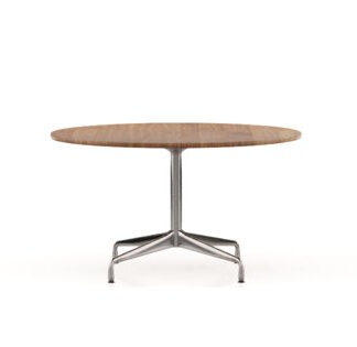 Vitra Table Dining Eames Segmented ronde Ø130 cm – Noyer américain massif, huilé – chrome brillant