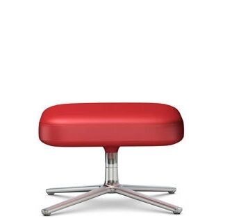 Vitra Ottoman Repos & Grand Repos – poli – Cuir couture contraste 70 rouge – Hauteur du siège 45 cm