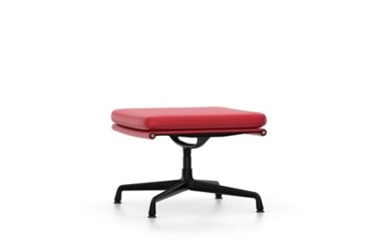 Vitra Chaise en Aluminium – Soft Pad – EA 223 – Tabouret – noir profond – Cuir rouge
