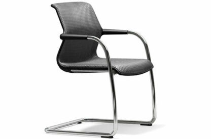 Vitra Chaise cantilever Unix Chair – Diamond Mesh soft grey – noir