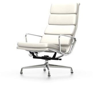 Vitra Chaise en Aluminium – Soft Pad – EA 222 – chromé – Cuir neige – patin pour sols durs