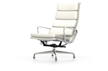 Vitra Chaise en Aluminium – Soft Pad – EA 222 – poli – Cuir neige – patin pour sols durs