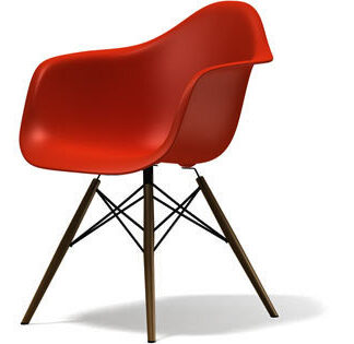 Vitra DAW Eames Plastic Armchair – poppy red – érable foncé