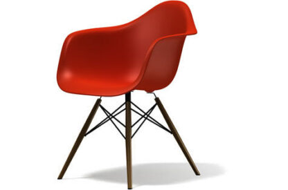 Vitra DAW Eames Plastic Armchair – poppy red – érable foncé