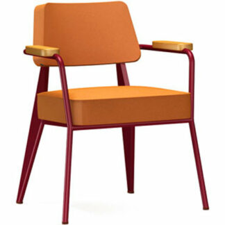 Vitra Fauteuil Direction – japanese red – cognac – Chêne massif nature, huilé