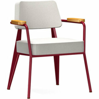 Vitra Fauteuil Direction – Chêne massif nature, huilé – japanese red – gris clair
