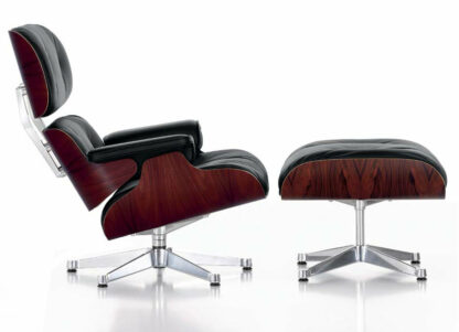 Vitra Lounge Chair & Ottoman – poli – Cuir premium F marron – Santos Palisander – dimensions classiques – 84 cm