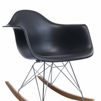 Vitra Chaise à bascule RAR Eames Plastic  – Érable jaune – chromé – basic dark