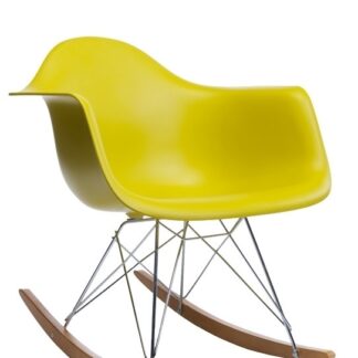 Vitra Chaise à bascule RAR Eames Plastic  – Érable jaune – chromé – moutarde