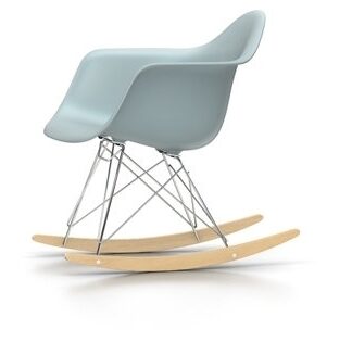 Vitra Chaise à bascule RAR Eames Plastic  – gris polaire – chromé – Patins Érable jaune