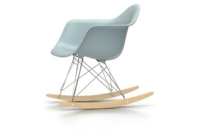 Vitra Eames Plastic Armchair RAR avec coussin d’assise – gris polaire – chromé – gris foncé – Érable jaune